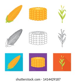 Vector design of cornfield and vegetable sign. Set of cornfield and vegetarian vector icon for stock.