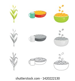 Vector design of cornfield and vegetable sign. Collection of cornfield and vegetarian stock vector illustration.