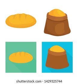 Vector design of cornfield and vegetable sign. Collection of cornfield and vegetarian stock vector illustration.