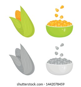 Vector design of cornfield and vegetable sign. Set of cornfield and vegetarian vector icon for stock.