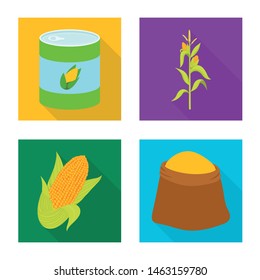 Vector design of cornfield and vegetable sign. Set of cornfield and vegetarian vector icon for stock.
