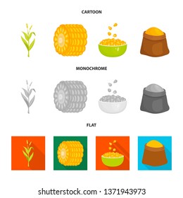Vector design of cornfield and vegetable symbol. Collection of cornfield and vegetarian vector icon for stock.