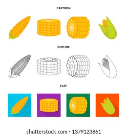 Vector design of cornfield and vegetable symbol. Collection of cornfield and vegetarian vector icon for stock.