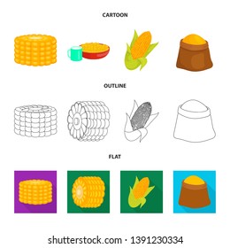 Vector design of cornfield and vegetable symbol. Collection of cornfield and vegetarian vector icon for stock.