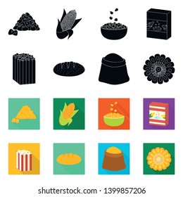Vector design of cornfield and vegetable symbol. Set of cornfield and vegetarian vector icon for stock.