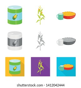 Vector design of cornfield and vegetable symbol. Collection of cornfield and vegetarian vector icon for stock.
