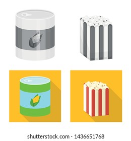 Vector design of cornfield and vegetable symbol. Set of cornfield and vegetarian vector icon for stock.