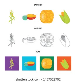 Vector design of cornfield and vegetable symbol. Collection of cornfield and vegetarian stock vector illustration.
