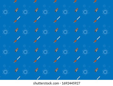 Vector design Coronavirus, COVID-19 or Wuhan, looks glowing in beautiful colors. But hiding from the dangers hidden inside. The seamless concept pattern of medical microbiology in the background.