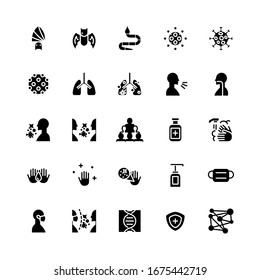 vector design of coronavirus icon pack, glyph style version