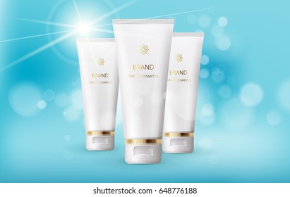 Vector design of cosmetic package advertising template for hand or face cream