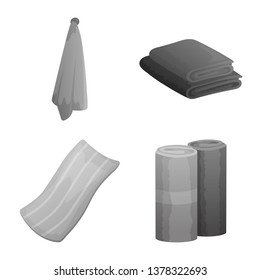 Vector design of cotton and bathroom sign. Set of cotton and clean stock symbol for web.