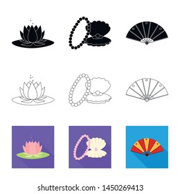 Vector design of country and asia symbol. Collection of country and oriental stock symbol for web.