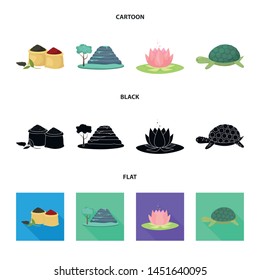 Vector design of country and asia symbol. Set of country and oriental stock vector illustration.