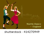 Vector design of Couple performing Morris dance of England