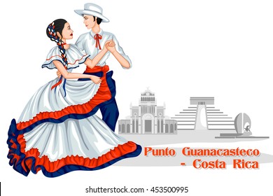 Vector design of Couple performing Punto Guanacasteco of Costa Rica