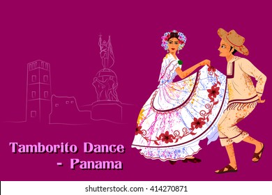 Vector design of Couple performing Tamborito dance of Panama