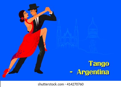 Vector design of Couple performing Tango dance of Argentina