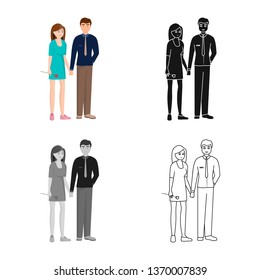 Vector design of couple  and young  symbol. Set of couple  and husband vector icon for stock.
