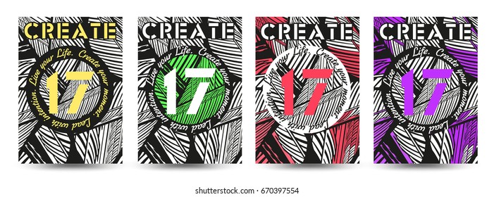 Vector design cover A4 format, modern layout of a notebook, brochure, poster, annual report, flyer colorful abstract geometric figures for science, creativity, technology, light and dark background