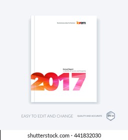 Vector design for cover annual report. Brochure or flyer in A4 with red 2017 year for business with overlay polygonal effect. Abstract modern poster.