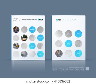 Vector design for cover annual report. Brochure or flyer template in A4 with rounds circles for business technology leaflet layout with polygonal effect. Abstract modern poster. Set
