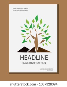 vector design cover book annual background  tree ecology illustration with geometric shape. 
