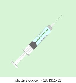 Vektordesign des COVID 19 Coronavirus-Impfstoffs in gebrauchsfertiger Injektionsspritze. Jede Dosis. 