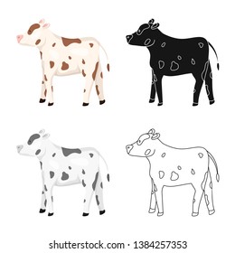 Vector design of cow and heifer symbol. Set of cow and milk vector icon for stock.