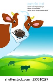 vector design with cow and landscape