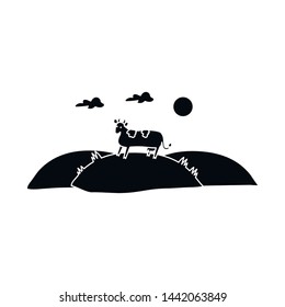 Vector design of cow and milk sign. Collection of cow and animal vector icon for stock.