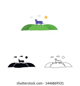 Vector design of cow and milk symbol. Set of cow and animal vector icon for stock.