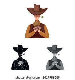 Vector design of cowboy and man sign. Set of cowboy and hunter stock vector illustration.