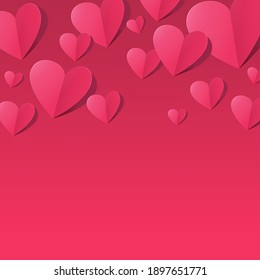 Vector design cpncept valentine day. Love pink background.  Heart paper cut and flip. Vector illustrate.