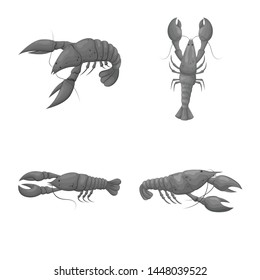 Vector design of crab and appetizer icon. Set of crab and sea stock vector illustration.
