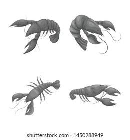 Vector design of crab and appetizer logo. Collection of crab and sea stock vector illustration.