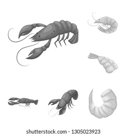 Vector design of crab and appetizer sign. Set of crab and sea vector icon for stock.