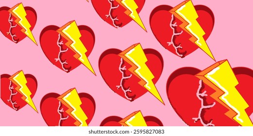 vector design of cracked heart and storm