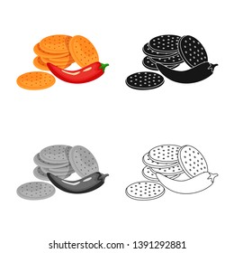 Vector design of cracker and cookie symbol. Collection of cracker and red vector icon for stock.