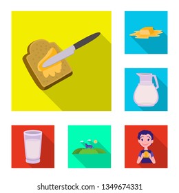 Vector design of creamy and product icon. Collection of creamy and farm stock symbol for web.