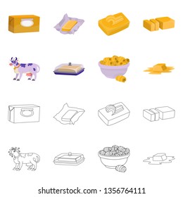 Vector design of creamy and product icon. Collection of creamy and farm stock vector illustration.
