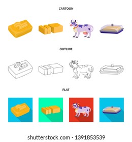 Vector design of creamy and product icon. Set of creamy and farm vector icon for stock.