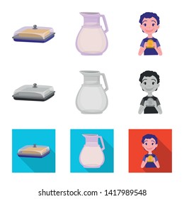 Vector design of creamy and product icon. Set of creamy and farm stock vector illustration.