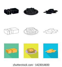 Vector design of creamy and product icon. Set of creamy and farm stock vector illustration.