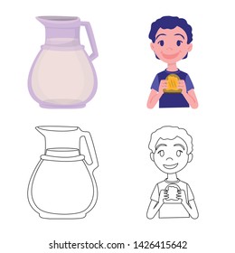 Vector design of creamy and product icon. Set of creamy and farm vector icon for stock.