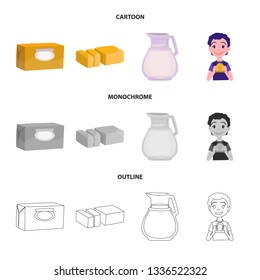 Vector design of creamy and product logo. Collection of creamy and farm stock vector illustration.