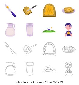 Vector design of creamy and product logo. Set of creamy and farm stock vector illustration.