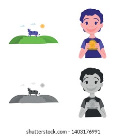 Vector design of creamy and product logo. Collection of creamy and farm vector icon for stock.