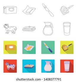 Vector design of creamy and product logo. Set of creamy and farm stock symbol for web.