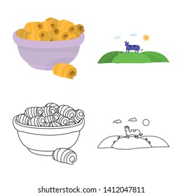Vector design of creamy and product logo. Set of creamy and farm stock symbol for web.
